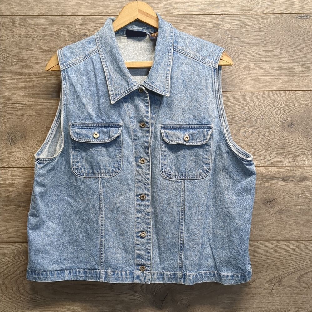 Faded Glory Button Denim Vest Women's Plus Size 20W
